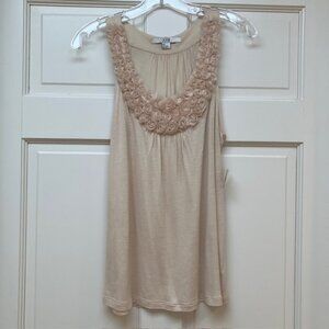 NWT Forever 21 Cream colored rosette tank top S